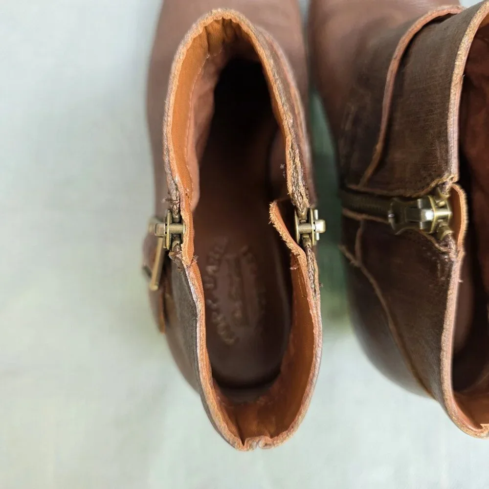 Kork-Ease Size 8M Brown Ankle Boots Size Zip Buckle Shoes Leather Western - Picture 6 of 11